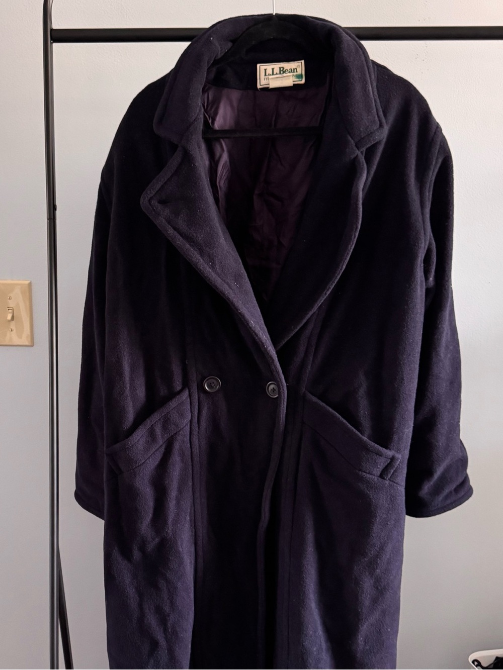 L.L. Bean Women's Navy Wool-Blend Trench Coat